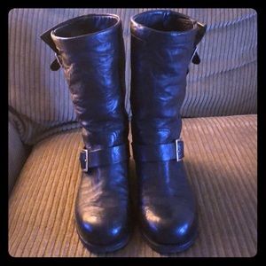 Jimmy Choo black leather biker boots